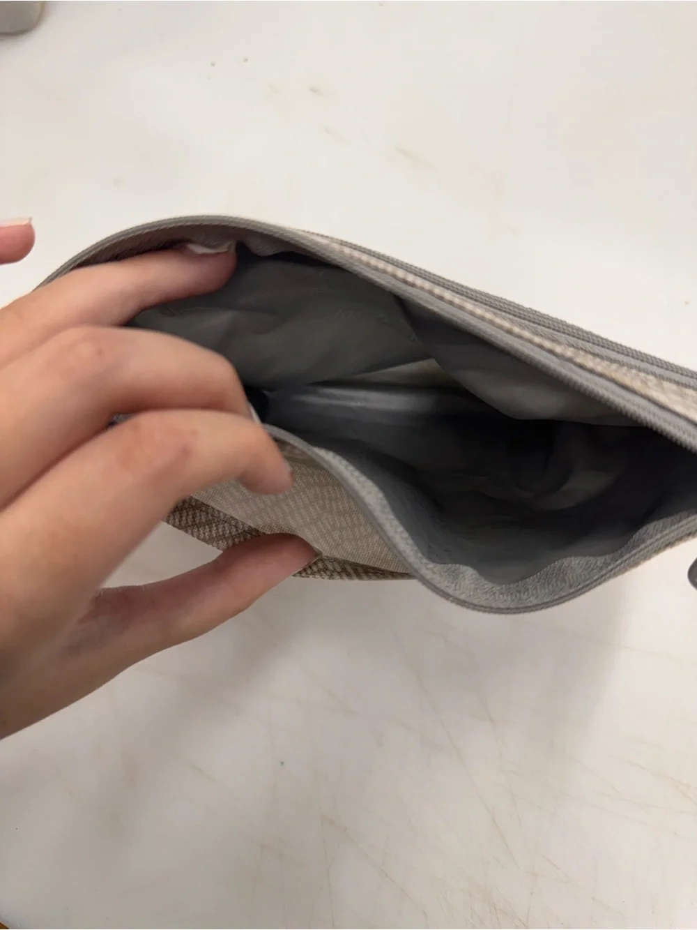 Thirty-One Small Gray Cosmetic Bag 2 Zippers